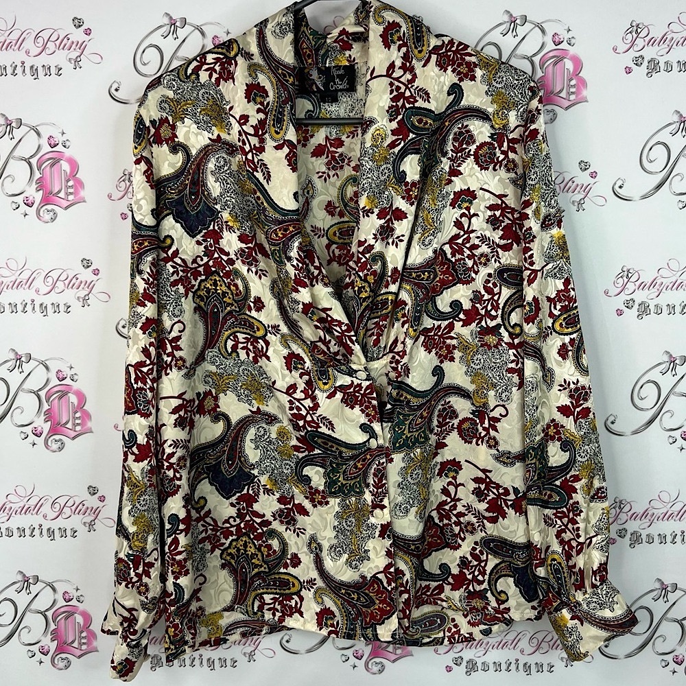 Above the crowd blazer boho retro vintage shiny Paisley Print Women's Jacket